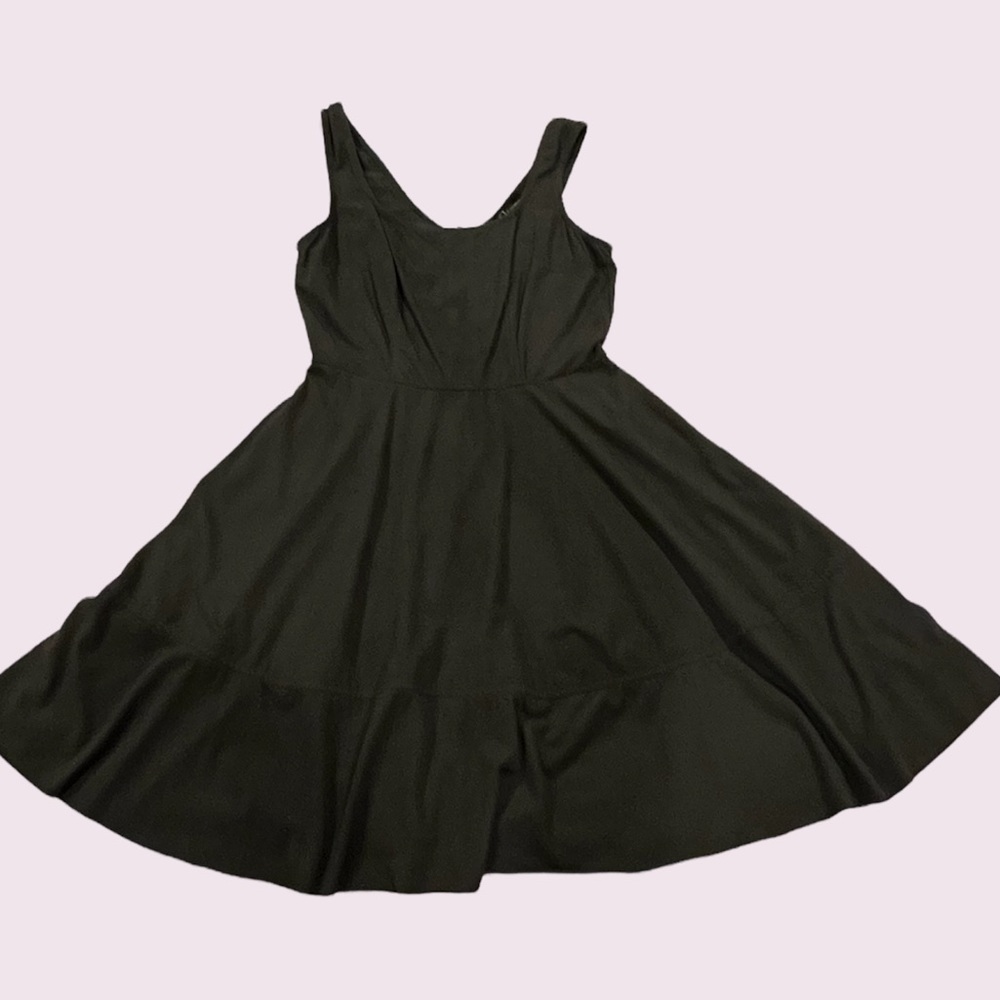 Mushroom 🍄 Green/Brown Faux Suede Fit & Flare Skater Dress
